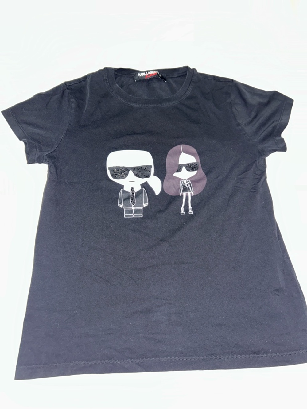 Karl Lagerfeld Kids Black Tee with Character Graphic